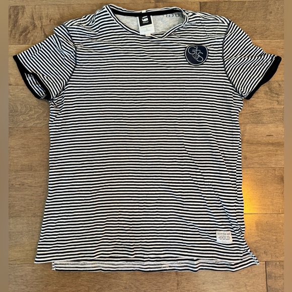 G-Star Navy and White Striped Tee - Picture 2 of 5